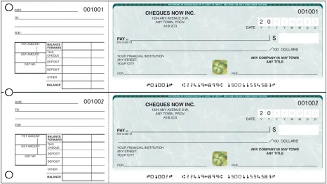 Custom business cheque printing services at O2 Printing Shop in Surrey, featuring secure templates, corporate branding, and professional financial document design.