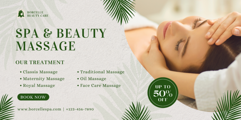Green Modern Elegant Spa and Massage Services Banner